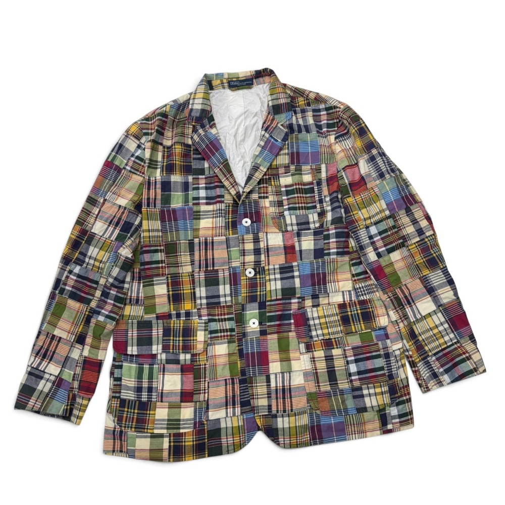 Polo Ralph Lauren Patchwork Madras Plaid 3-Button Blazer Mens XL Sport Coat